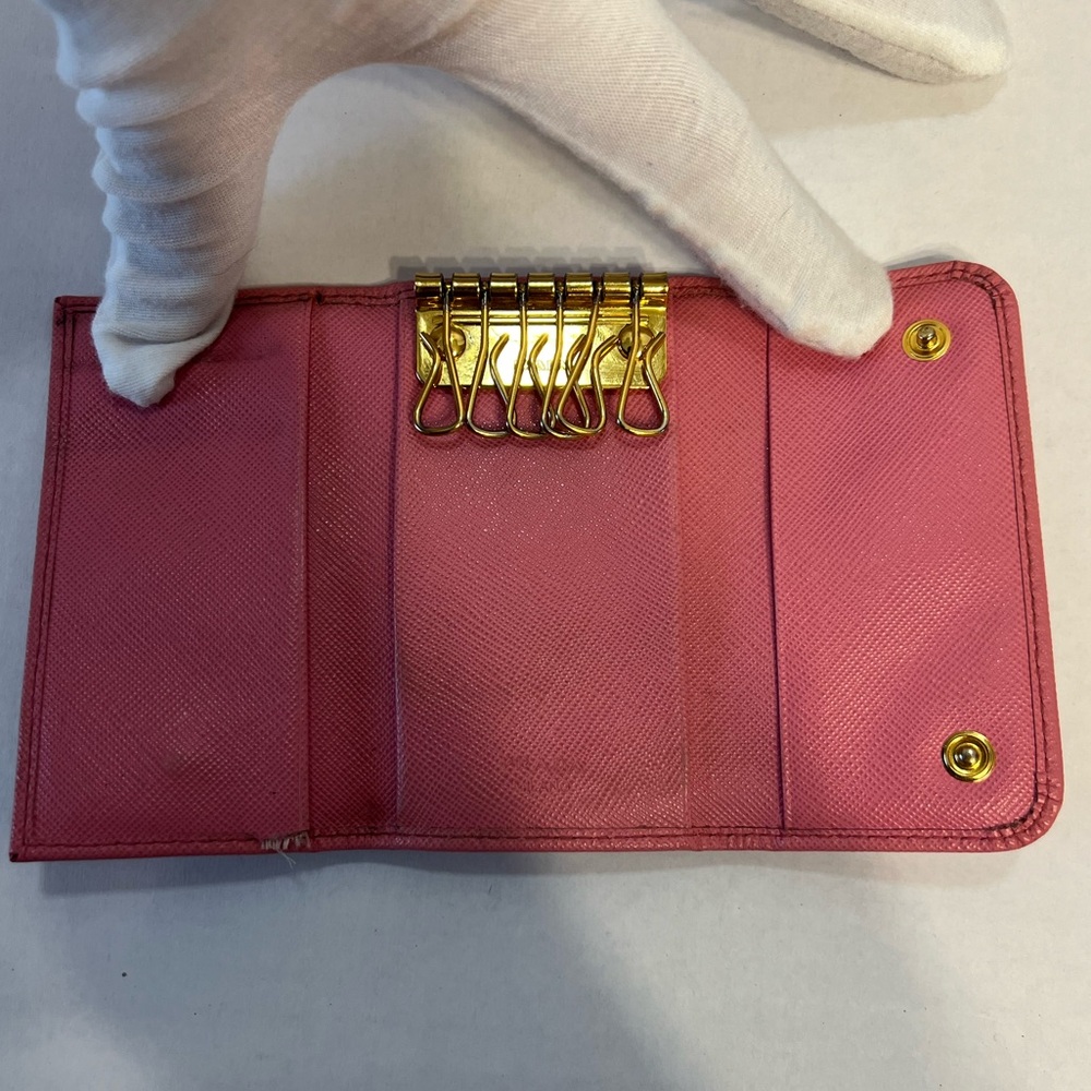 PRADA authentic Saffiano leather pink‎ key  card case with box - Picture 3 of 12